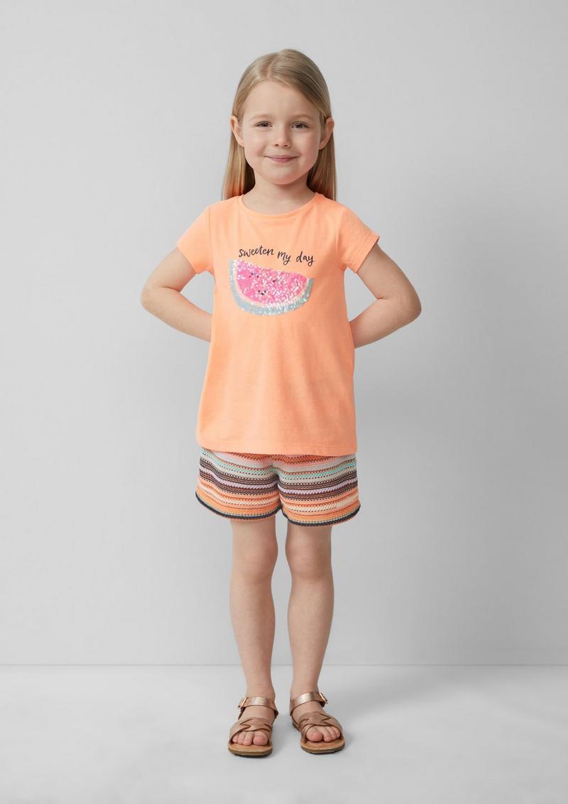 s.Oliver Wide-Leg-Shorts mit gestrickten Streifen und Jerseyfutter - mehrfarbig