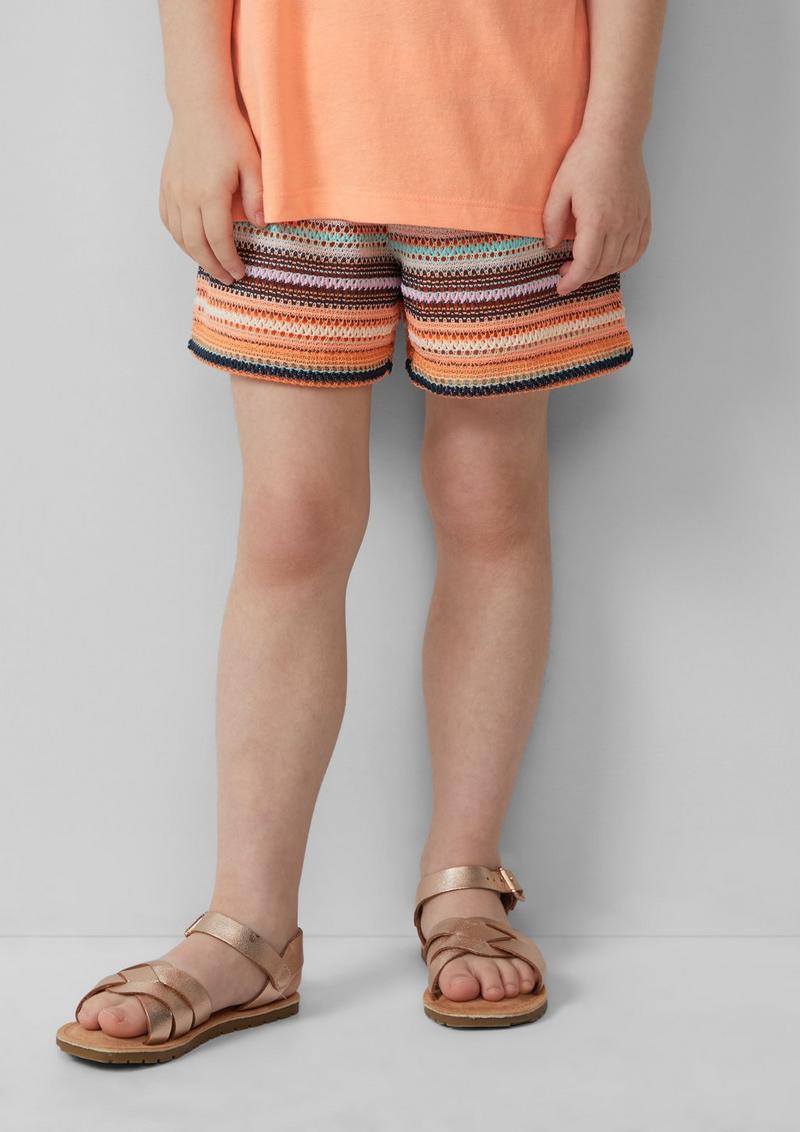 s.Oliver Wide-Leg-Shorts mit gestrickten Streifen und Jerseyfutter - mehrfarbig