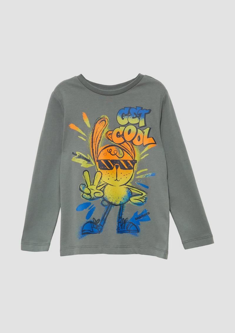 s.Oliver Longsleeve mit Frontprint - schiefergrau