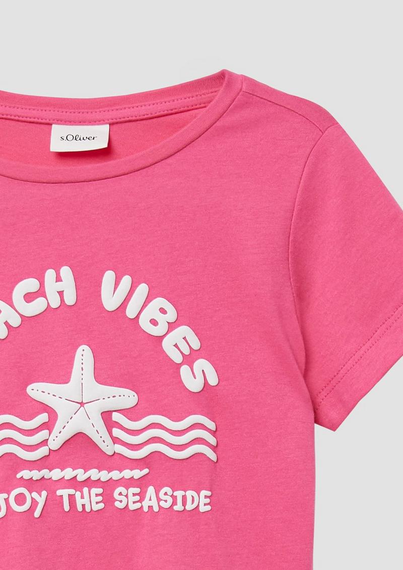 s.Oliver Baumwoll-T-Shirt mit Print - pink