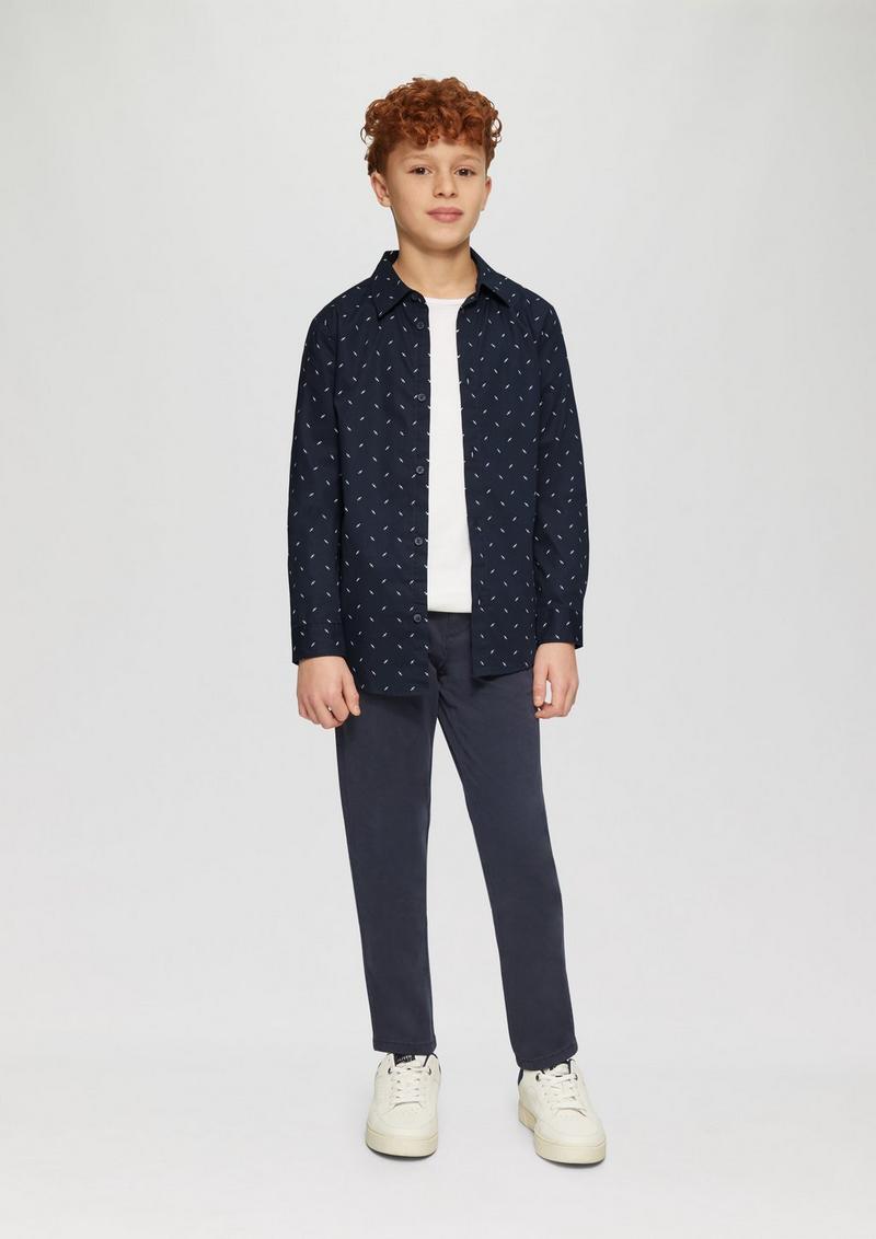 s.Oliver Langarmhemd aus Baumwollstretch mit All-over-Print - navy