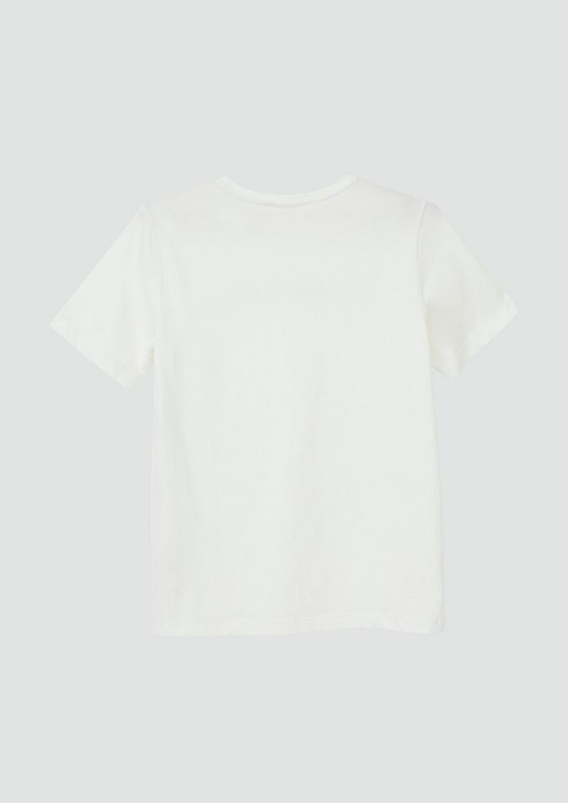s.Oliver Baumwoll-T-Shirt mit Schriftprint - creme