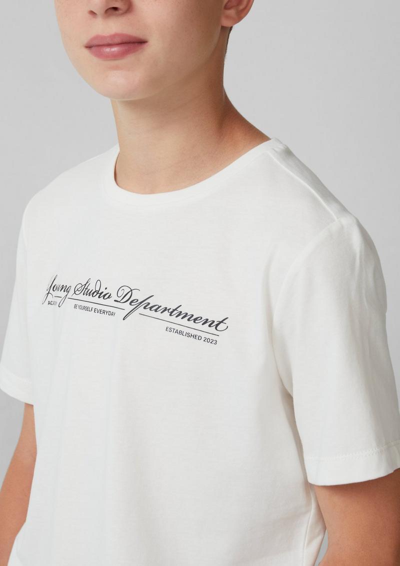 s.Oliver Baumwoll-T-Shirt mit Schriftprint - creme