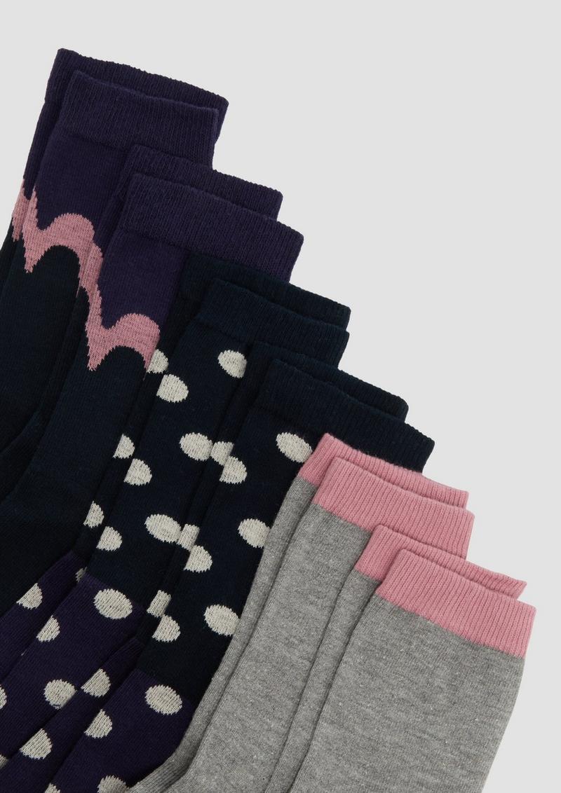 s.Oliver Gemusterte Langschaftsocken im 6er-Pack - flieder