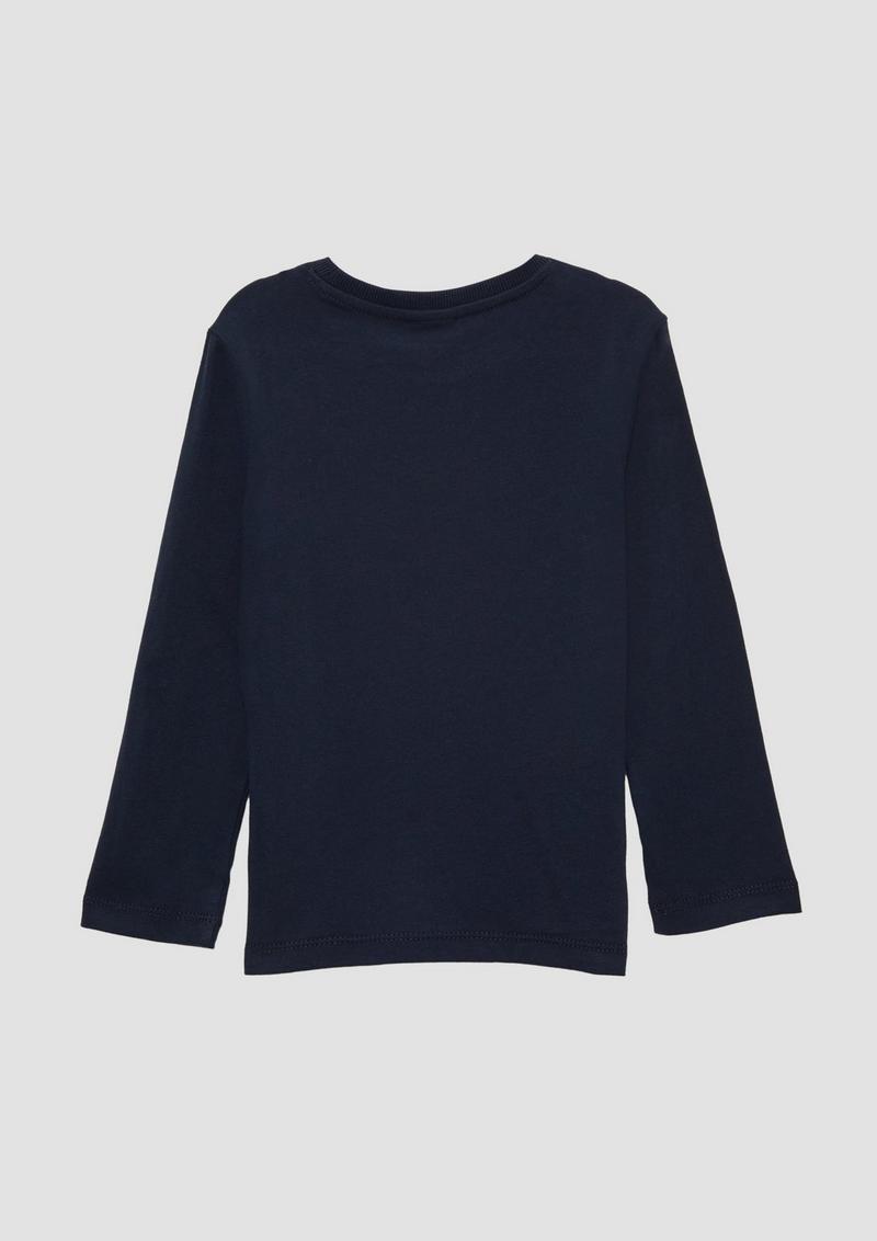 s.Oliver Langarmshirt mit schimmerndem Print - navy