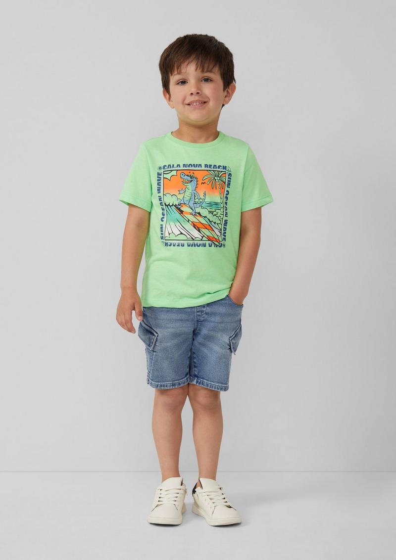 s.Oliver Baumwoll-T-Shirt mit Frontprint - hellgrün