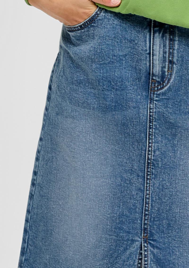 s.Oliver Knielanger Jeansrock mit Schlitz - blau