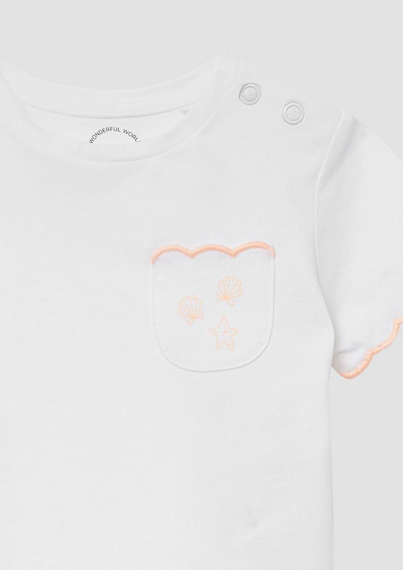 s.Oliver Jersey-T-Shirt mit Bogenkante und Brusttasche - weiß