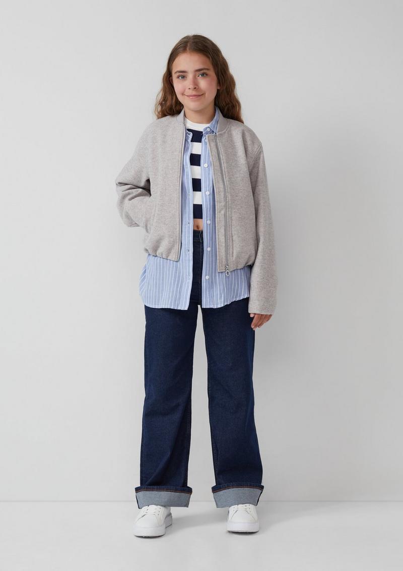 s.Oliver Loose-Fit-Collegejacke in Wolloptik - schiefergrau