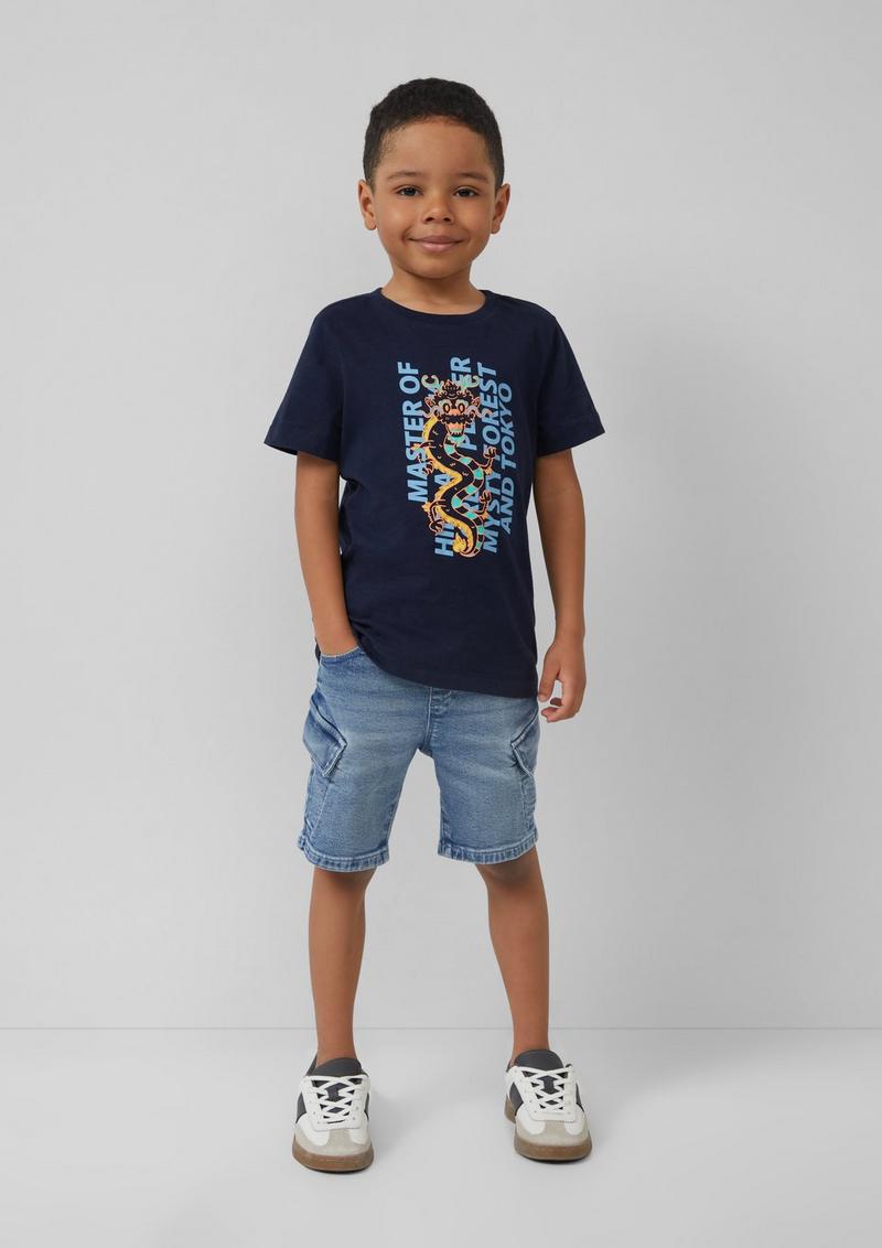 s.Oliver Jersey-T-Shirt mit Frontprint - navy
