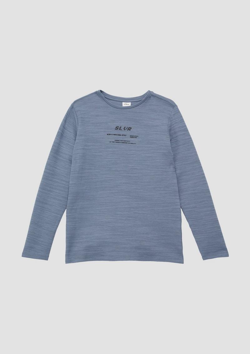 s.Oliver Strukturiertes Langarmshirt mit Frontprint - blassblau