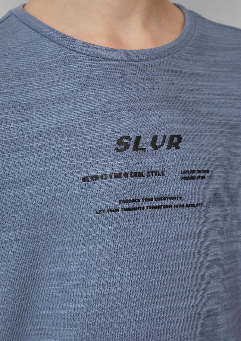 s.Oliver Strukturiertes Langarmshirt mit Frontprint - blassblau