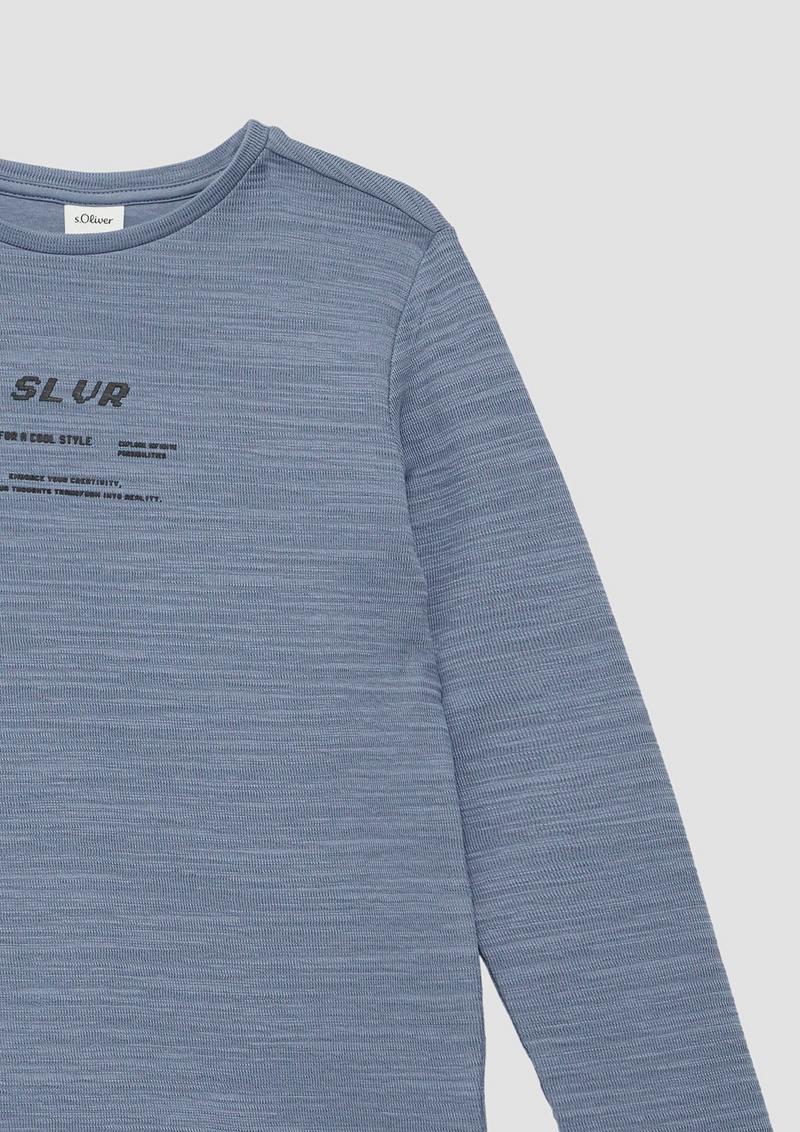 s.Oliver Strukturiertes Langarmshirt mit Frontprint - blassblau