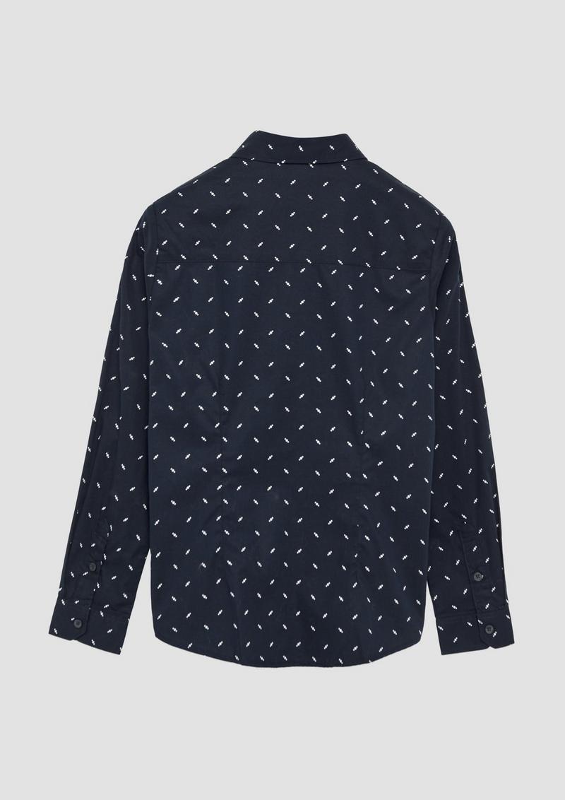 s.Oliver Langarmhemd aus Baumwollstretch mit All-over-Print - navy