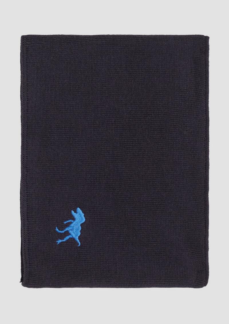 s.Oliver Gefütterter Strick-Schlauchschal mit Dino-Stickerei - navy