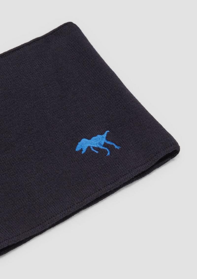 s.Oliver Gefütterter Strick-Schlauchschal mit Dino-Stickerei - navy