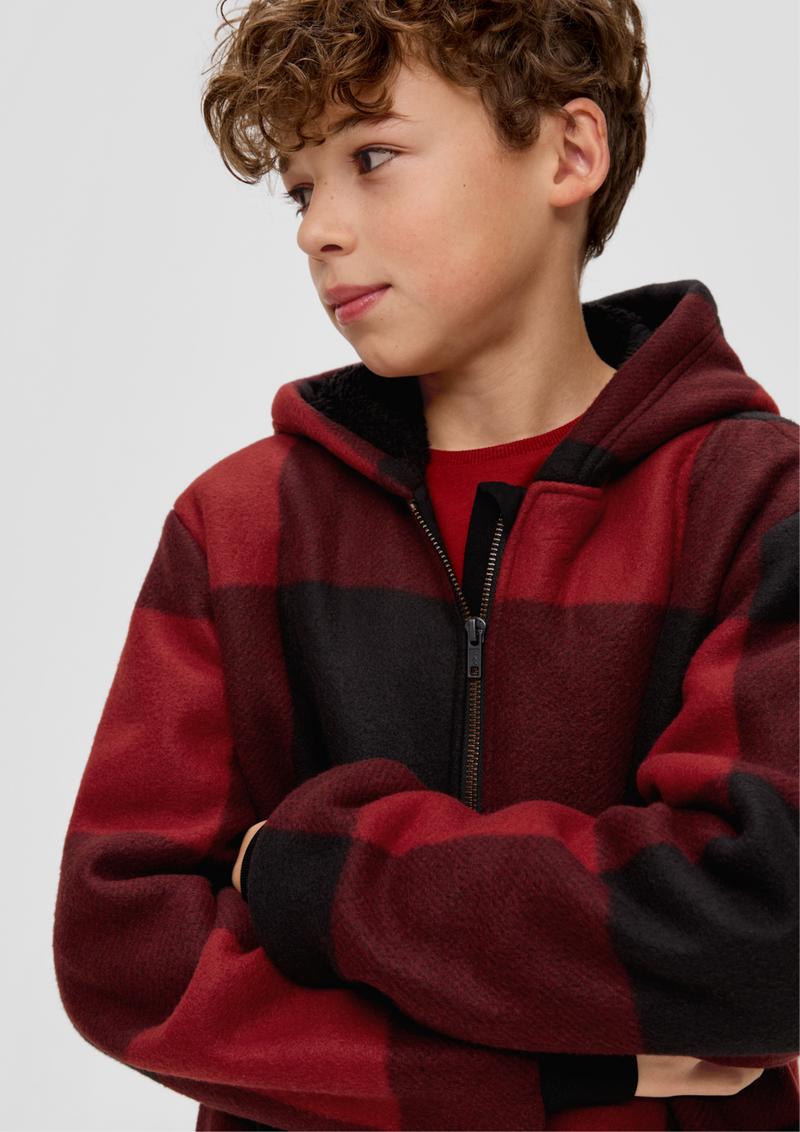 s.Oliver Kapuzenjacke mit Teddy-Futter - rubinrot