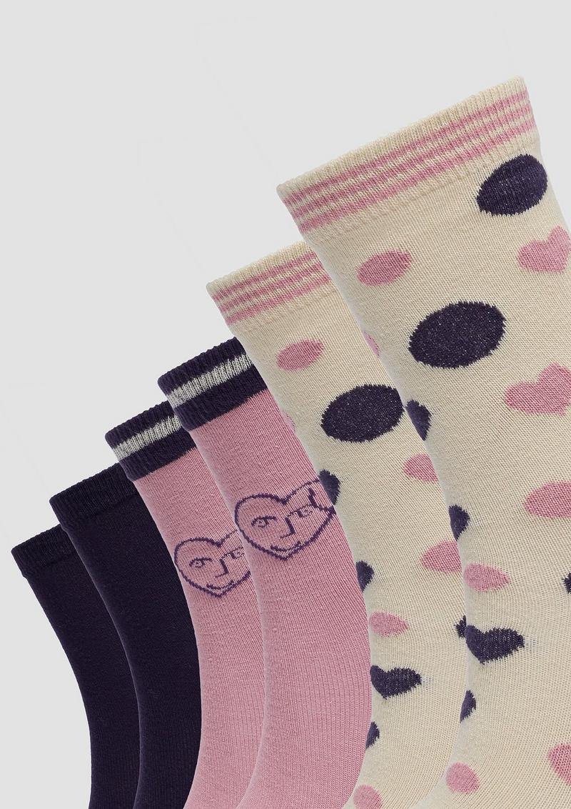 s.Oliver Gemusterte Langschaftsocken im 6er-Pack - rosa
