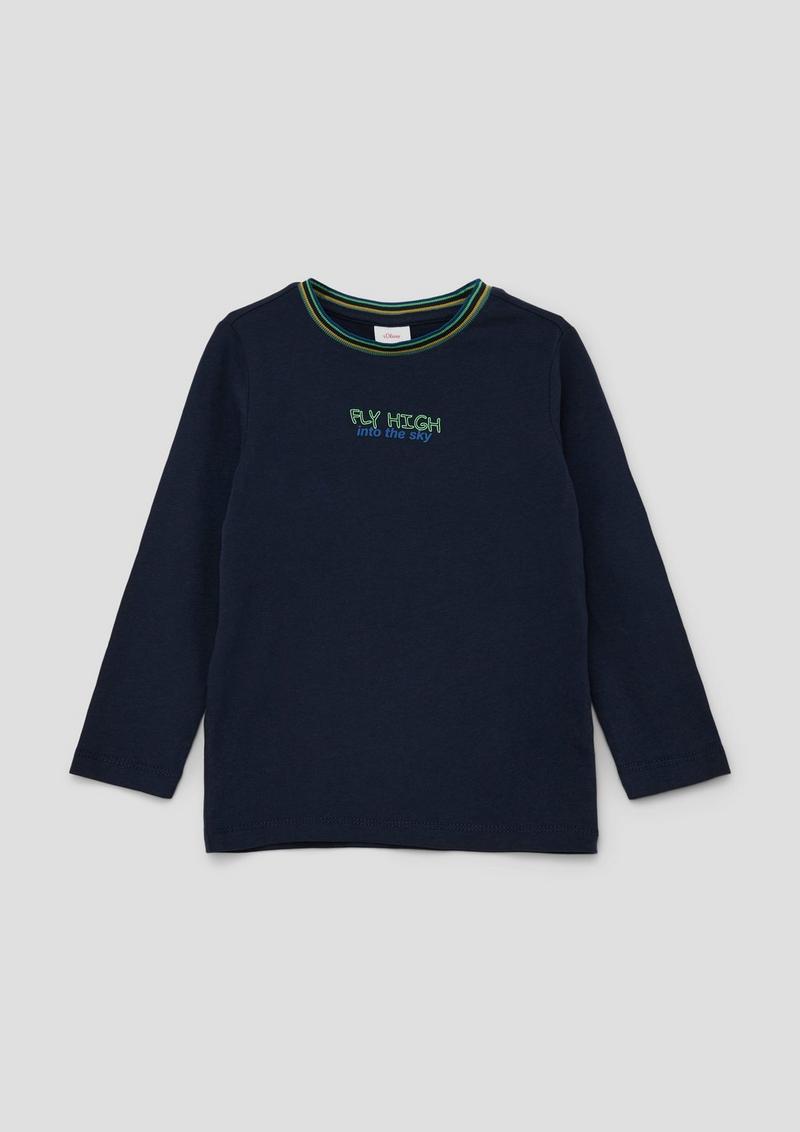 s.Oliver Longsleeve mit Schrift-Print - navy