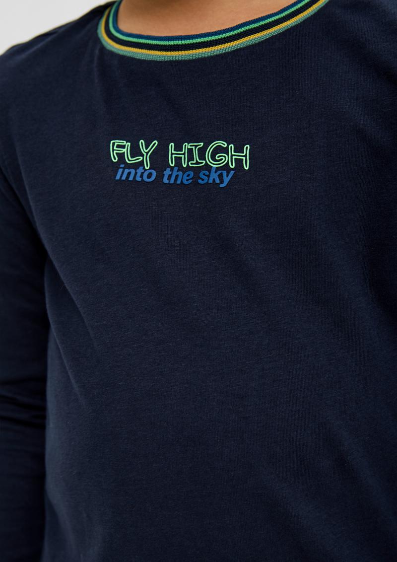 s.Oliver Longsleeve mit Schrift-Print - navy