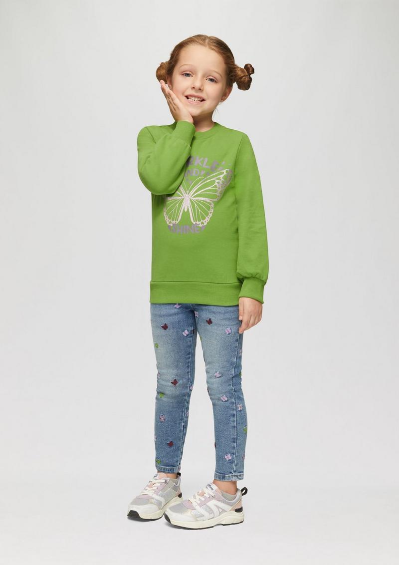 s.Oliver Sweatshirt mit Glitzerprint - bambusgrün