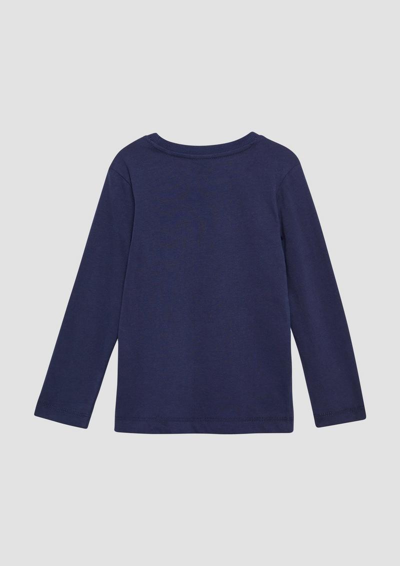 s.Oliver Jersey-Longsleeve mit Frontprint - tiefblau