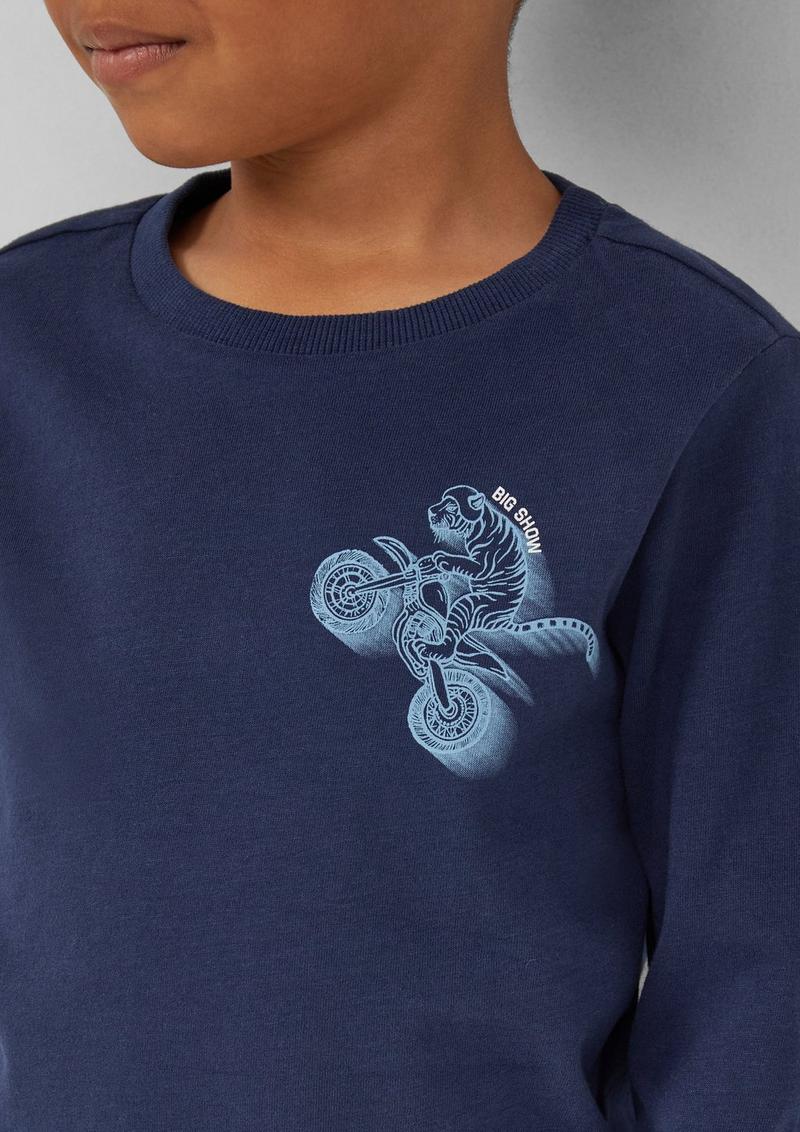s.Oliver Jersey-Longsleeve mit Frontprint - tiefblau