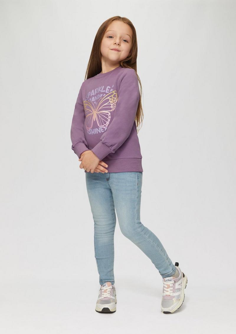 s.Oliver Sweatshirt mit Glitzerprint - flieder