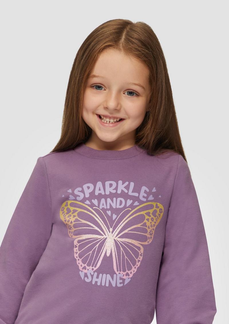 s.Oliver Sweatshirt mit Glitzerprint - flieder